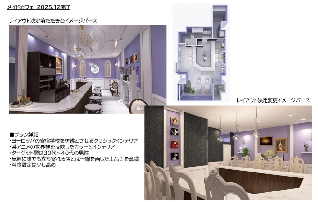 たたき台と変更後のインテリアデザインの画像